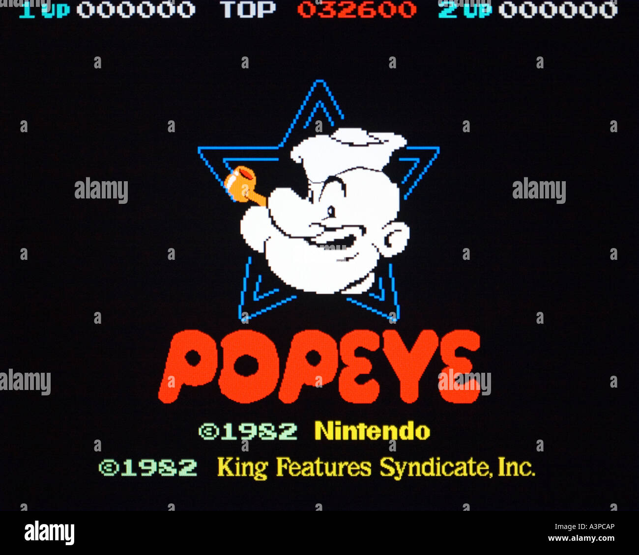 Popeye Nintendo King Features Syndicate Inc 1982 vintage videojuego arcade captura de pantalla sólo para uso editorial Foto de stock