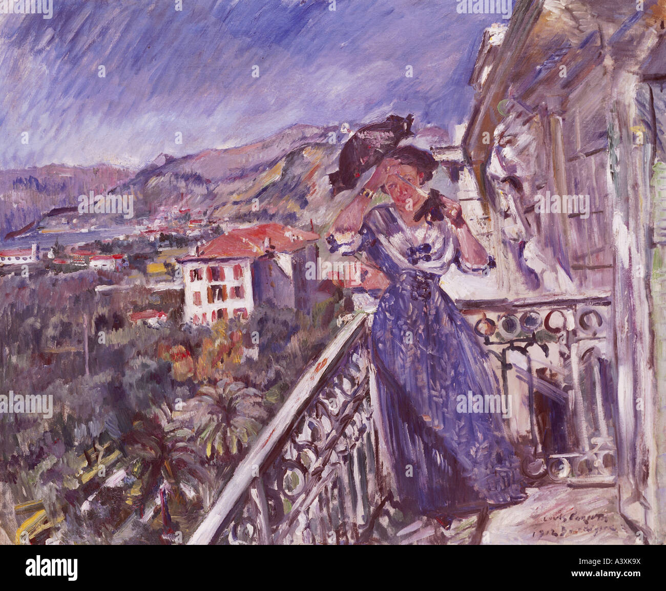 "Bellas Artes, Corinto, Lovis, (1858 - 1925), pintura, "Auf dem Balkon en Bordighera' ('en el Balcón en Bordighera'), 1912 Foto de stock