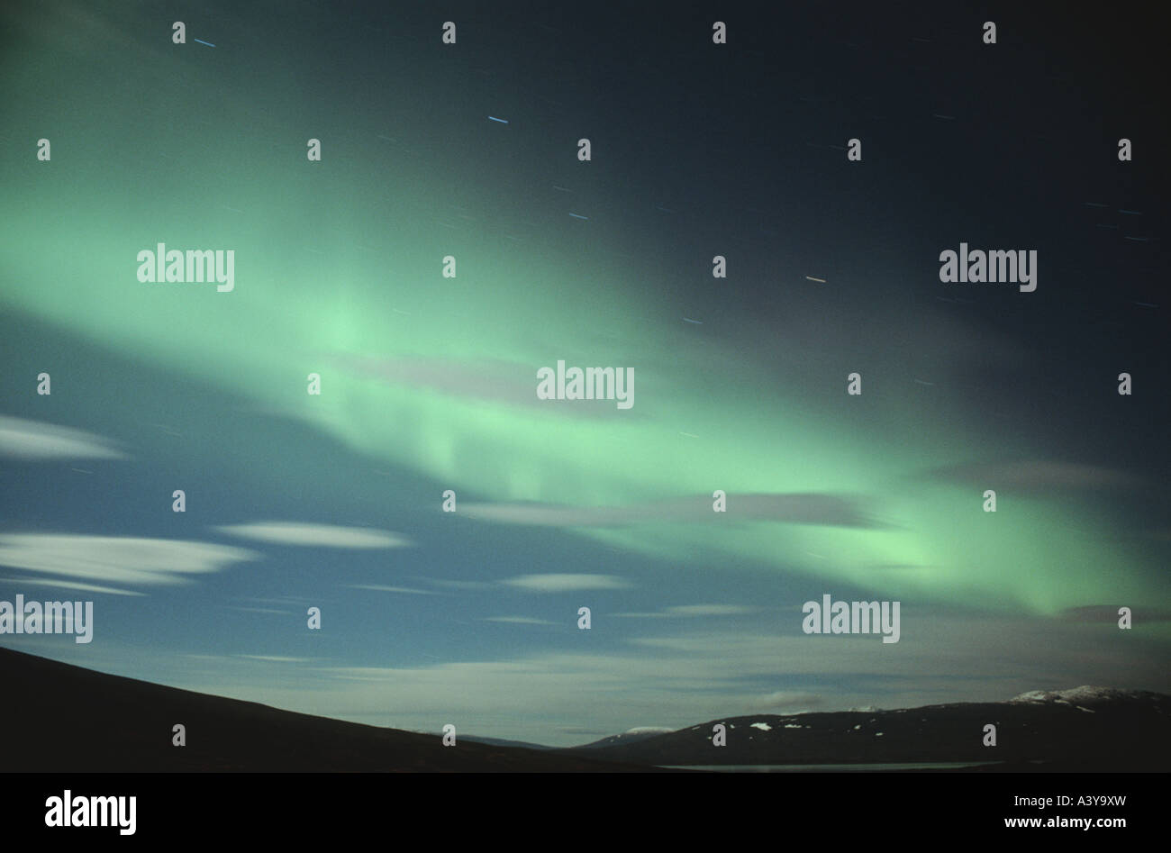Las auroras boreales, Suecia, Laponia, el Parque Nacional Padjelanta Foto de stock