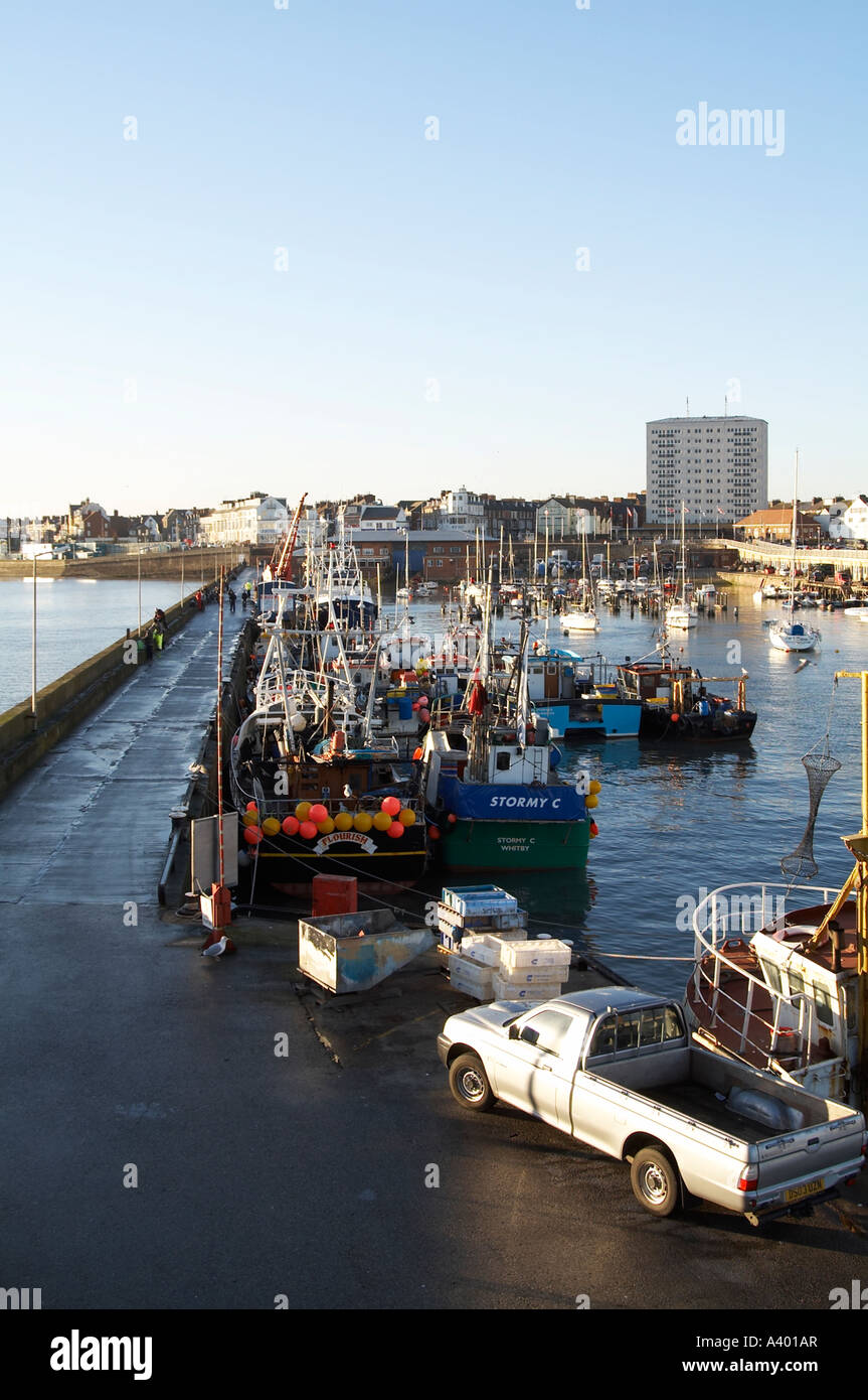 Bridlington, Puerto, norte, este, norte, Inglaterra, pequeña, pesca, Foto de stock