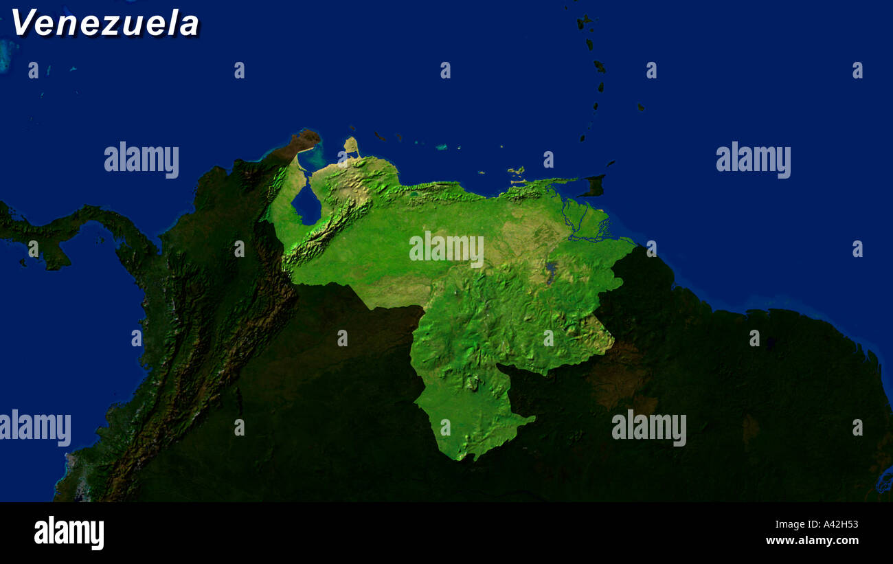 Imagen de satélite de Venezuela destacó Foto de stock