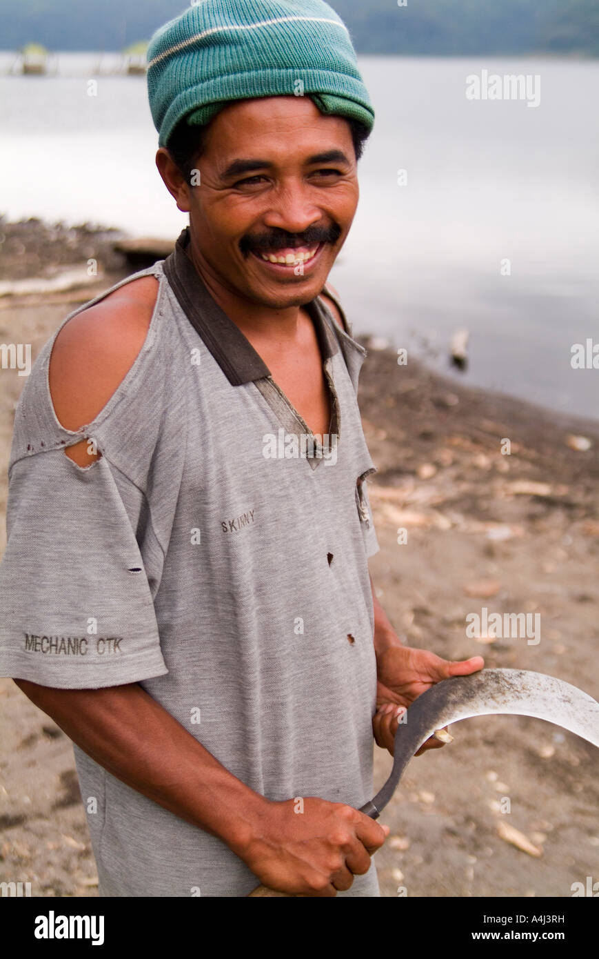 Pescador sonriente en Bali. Foto de stock