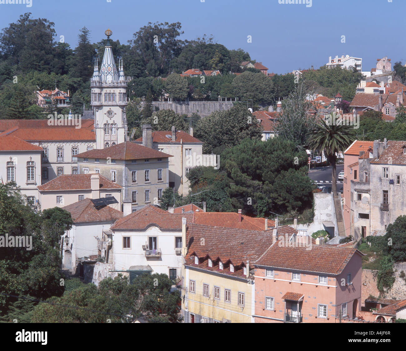Vista de la ciudad de Sintra, Portugal, Extremadura Foto de stock