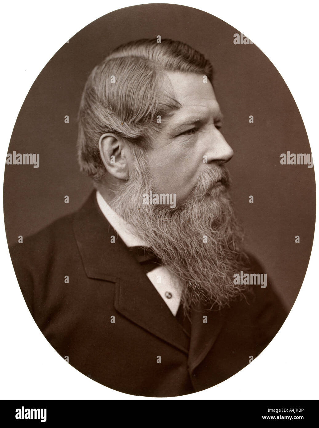 Derecho Hon Sir Henry Stafford Northcote, Bart, MP, Ministro de Hacienda, 1877.Artista: Lock & Whitfield Foto de stock