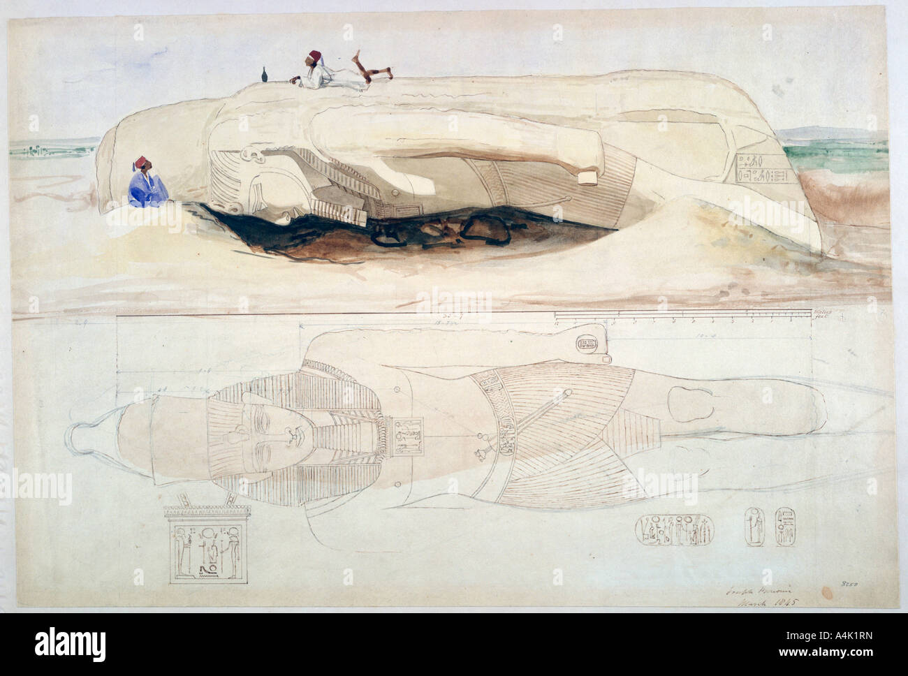 "Coloso de Ramsés II, Memphis", 1845. Artista: William Henry Bartlett Foto de stock