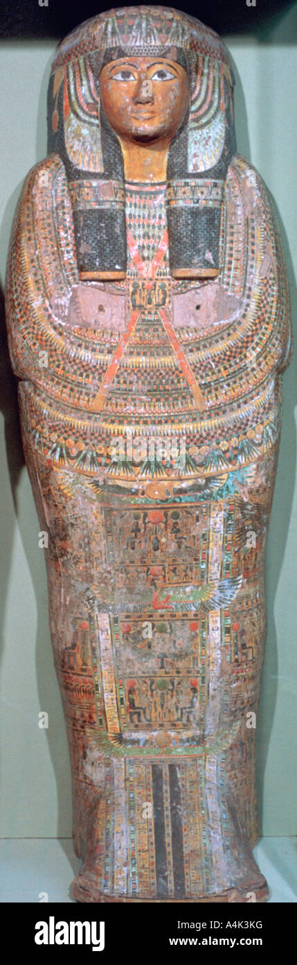 Ataúd del antiguo sacerdote egipcio-Khred Khons-Da, c1085 BC. Artista: Desconocido Foto de stock