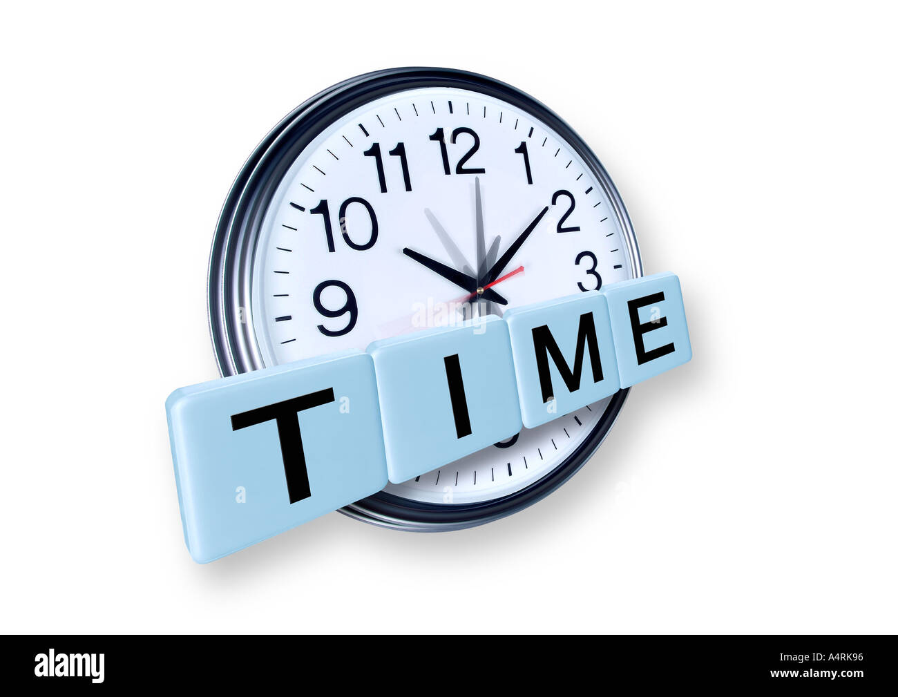 Cartas de tiempo y reloj de tiempo Buchstaben mit Uhr Foto de stock