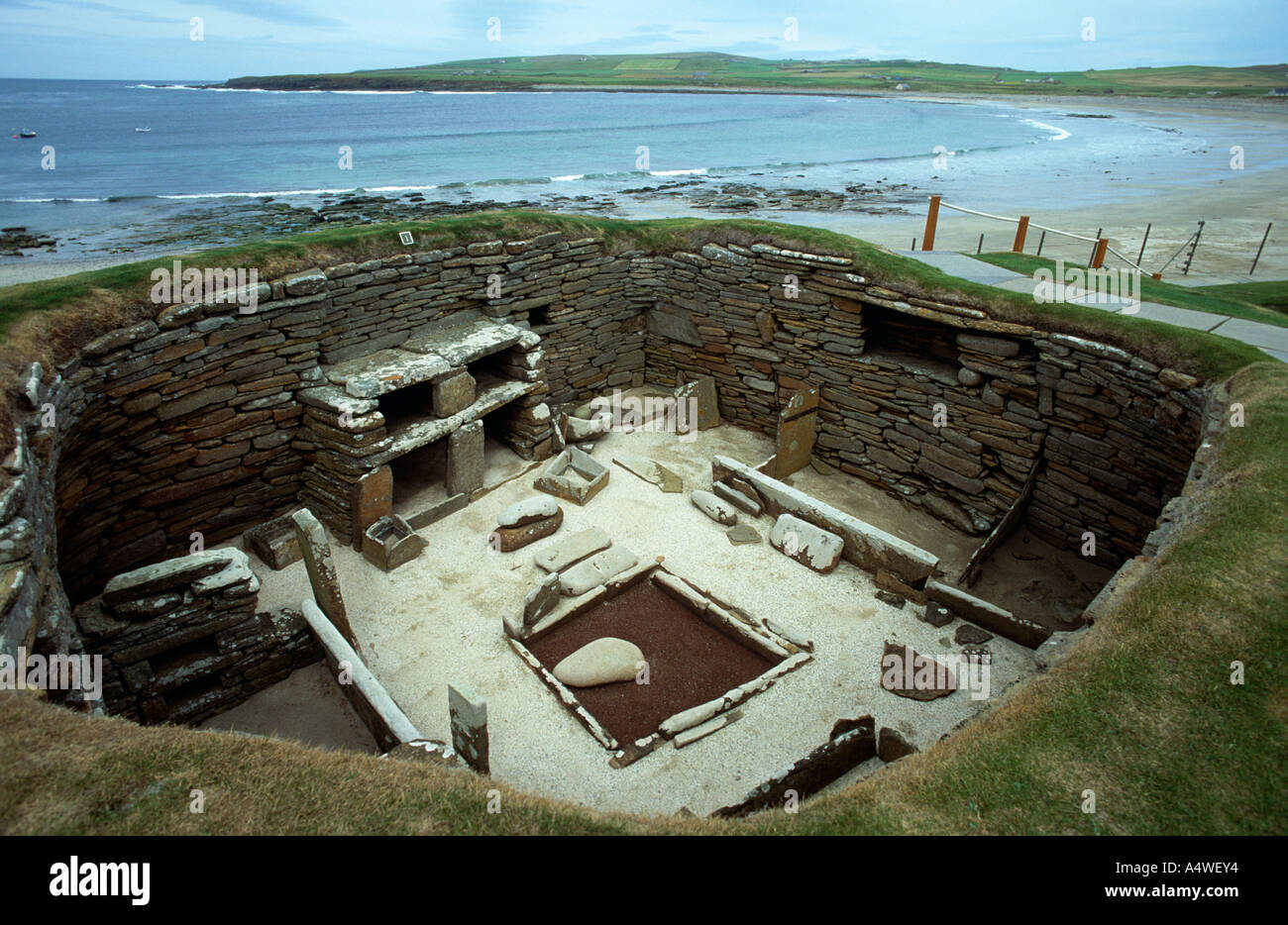 Asentamiento neolítico Skara Brae, Islas Orkney Foto de stock