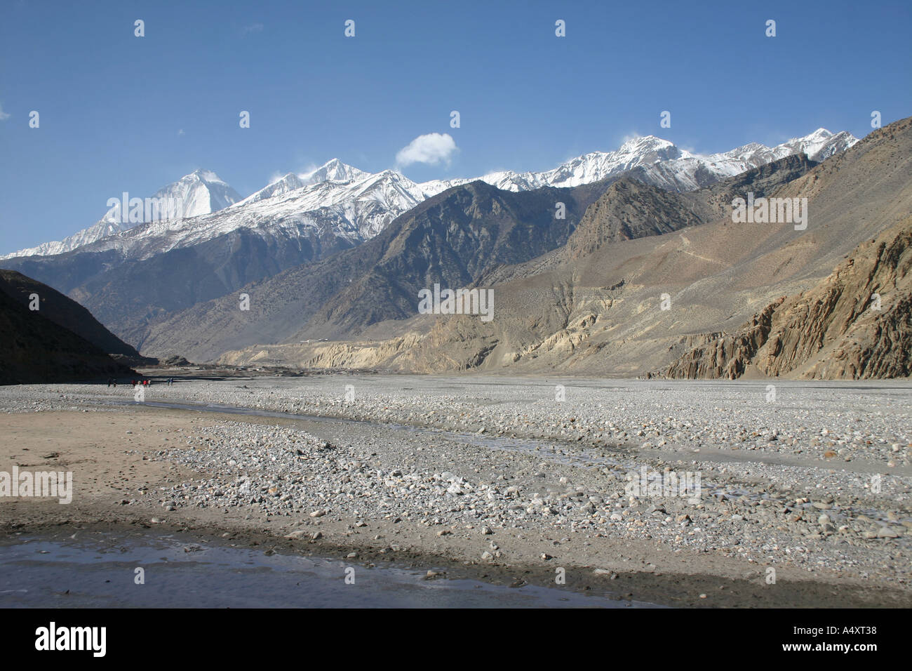 El Valle de Kali Gandaki en la región del Himalaya en Nepal Mustang inferior Foto de stock
