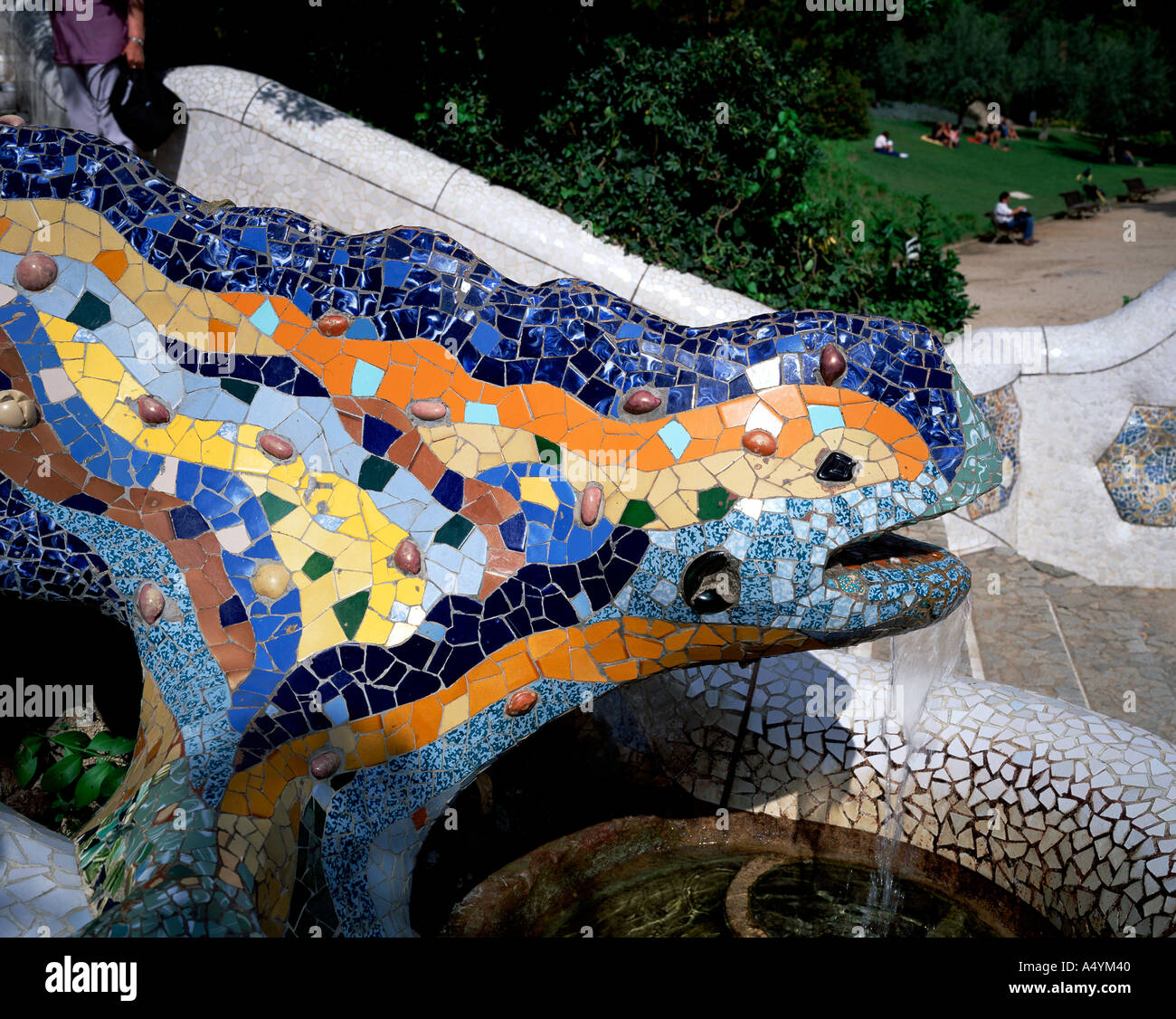 Gaudis Parc Guell Barcelona España Anton Gaudí Foto de stock