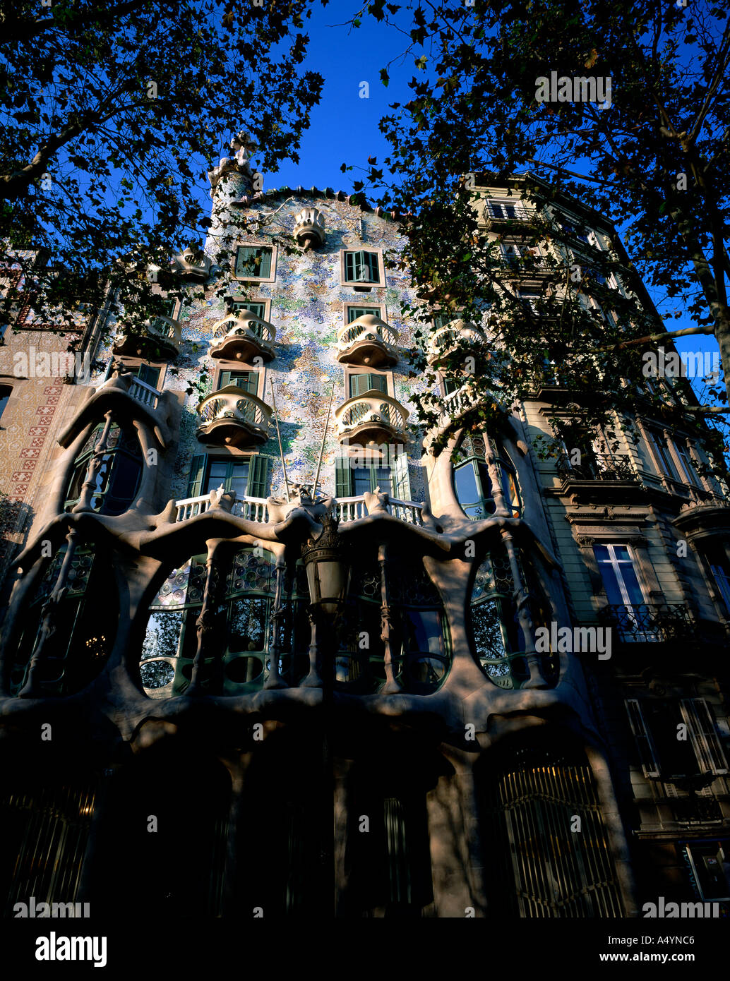 S de la Casa Batlló de Gaudí Barcelona España Foto de stock