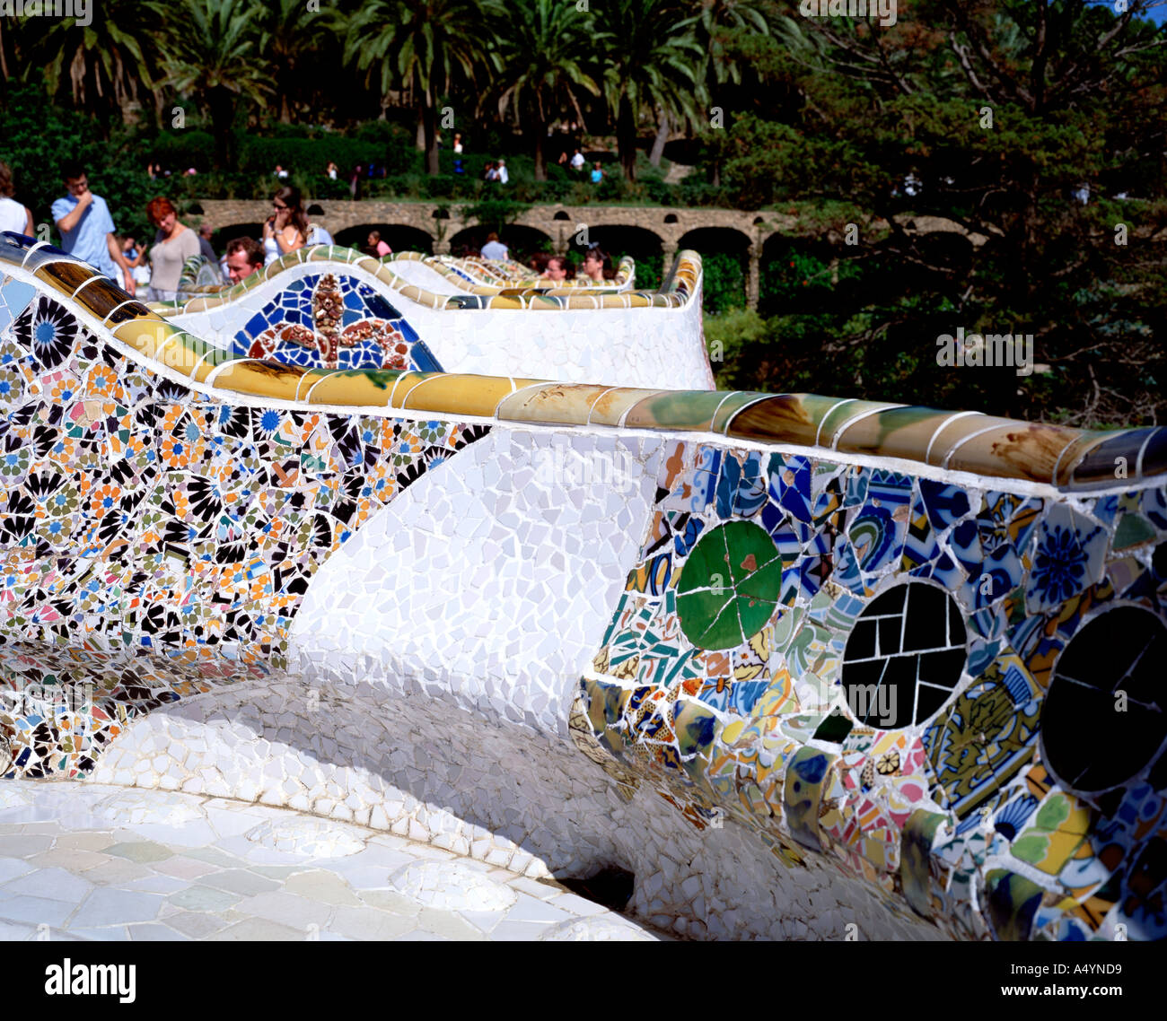 S Parc Guell de Gaudi Barcelona España Foto de stock