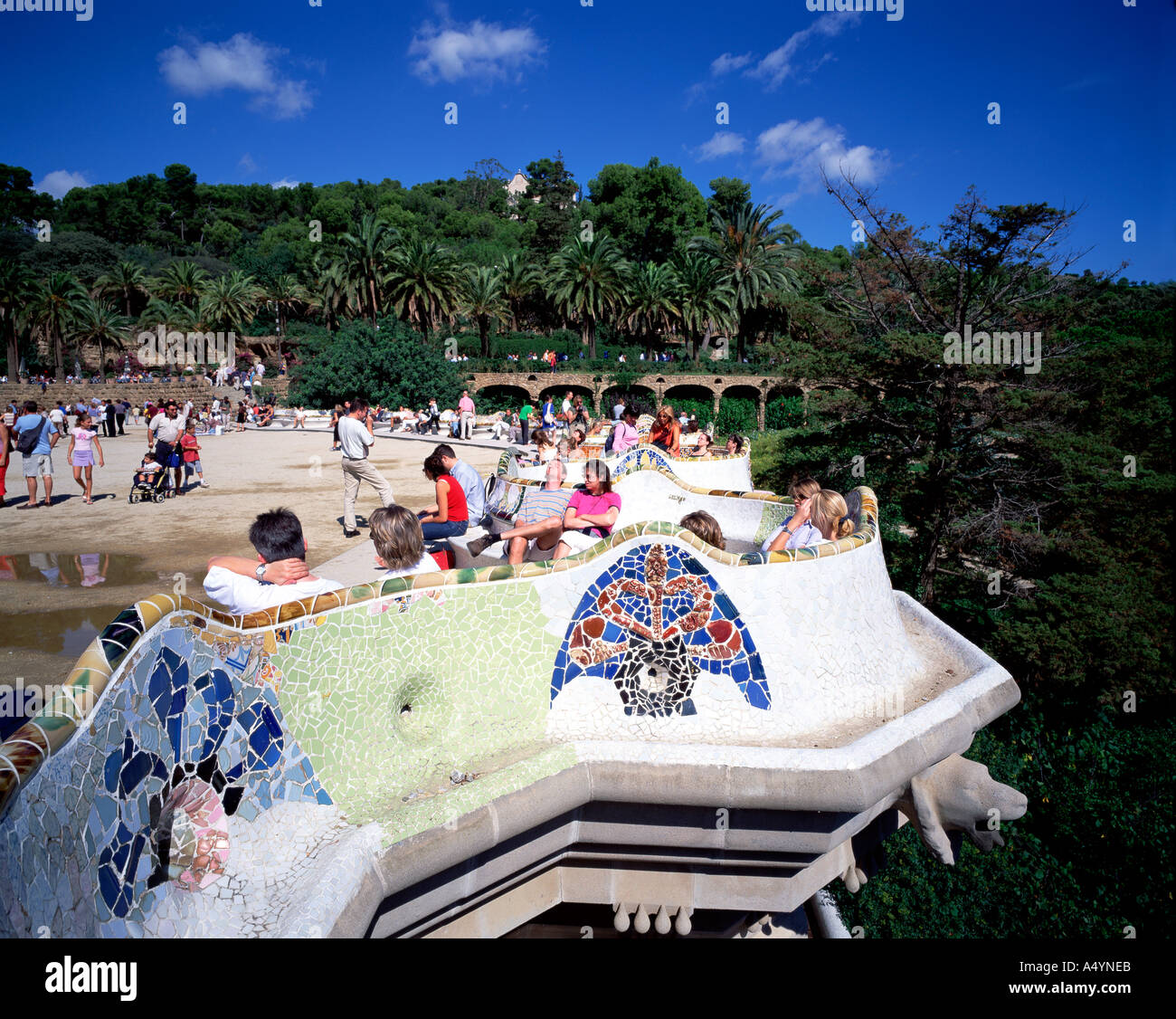 S Parc Guell de Gaudi Barcelona España Foto de stock