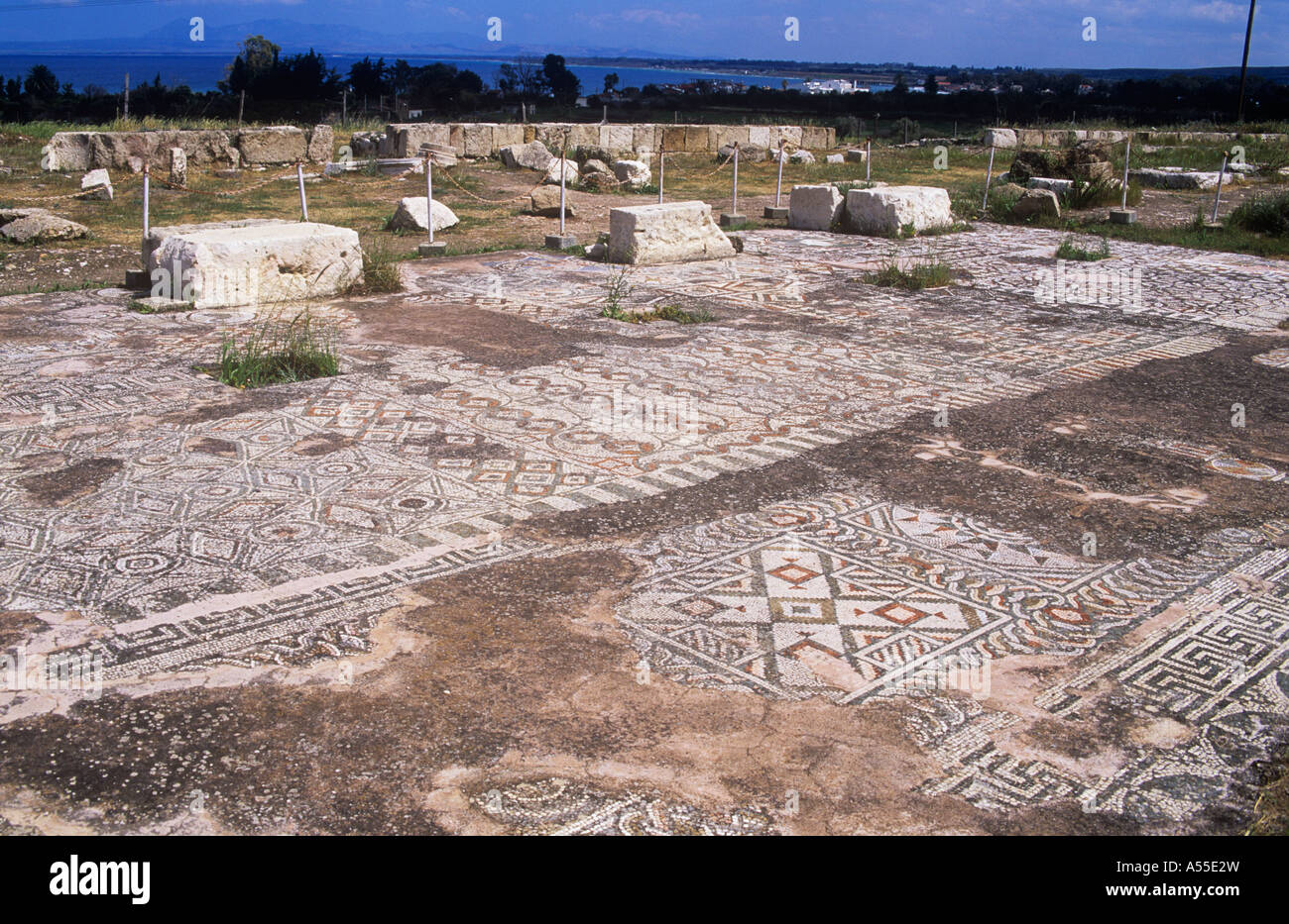 Mosaico romano, Soli, Guzelyurt, Chipre Septentrional, T.R.N.C. Foto de stock
