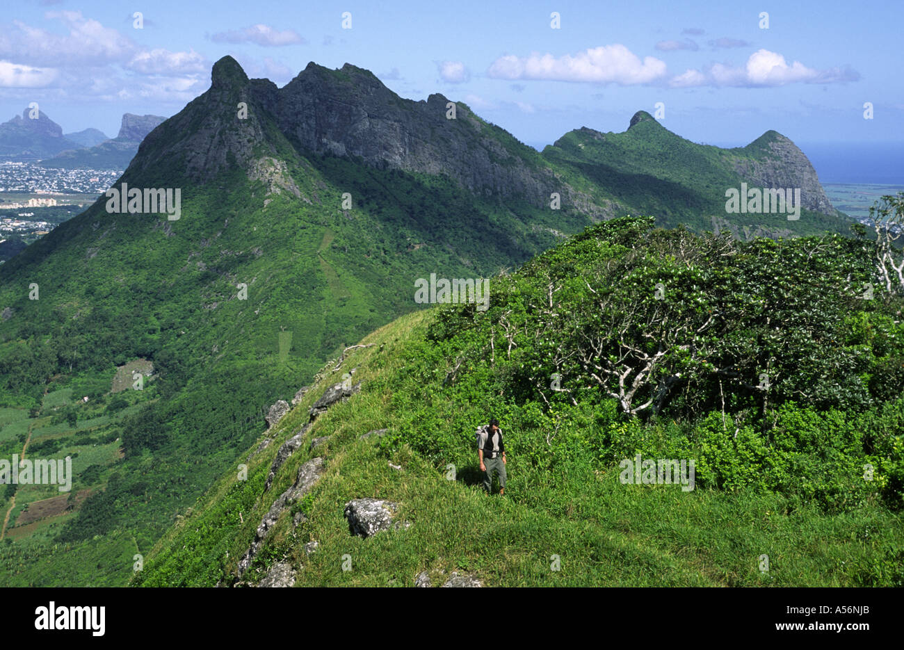 Pic des Guibies montaña, Mauricio Foto de stock