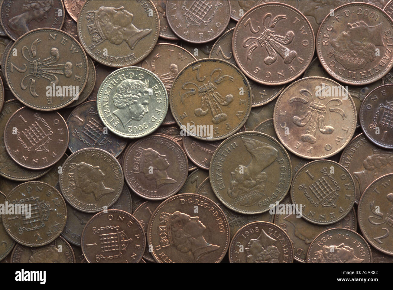 Monedas con almohadilla Foto de stock