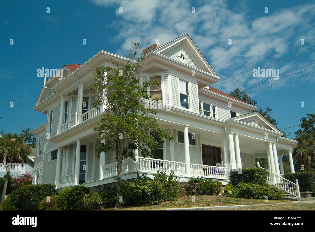 Casa victoriana en Pensacola, Florida, Golfo de México Foto de stock