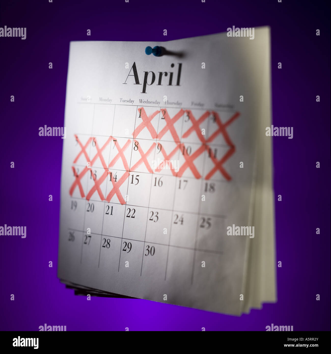 Calendario de abril Foto de stock