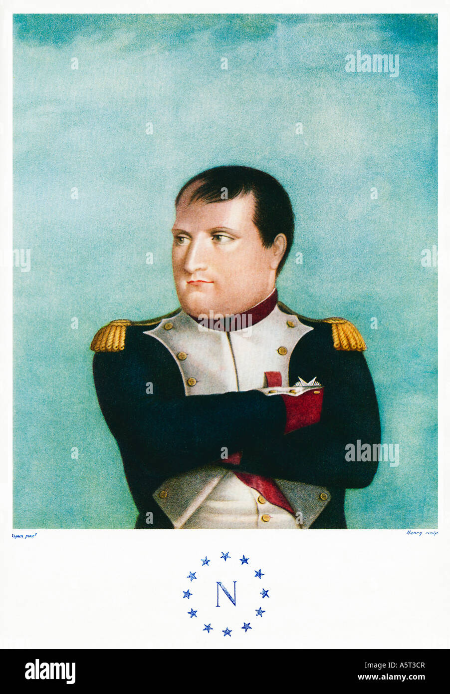 Napoleón un interesante retrato del emperador por Henry después Vignen Foto de stock
