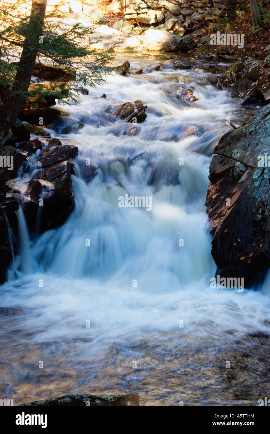 Caída de agua, Río Aspetuck en Redding, Connecticut, Estados Unidos Foto de stock