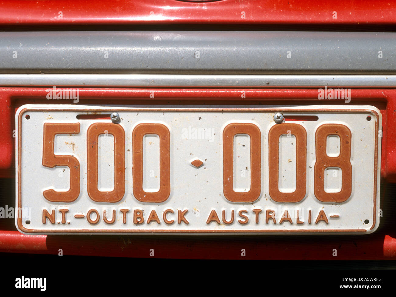 La placa del número de coches, el Territorio del Norte, Australia Foto de stock