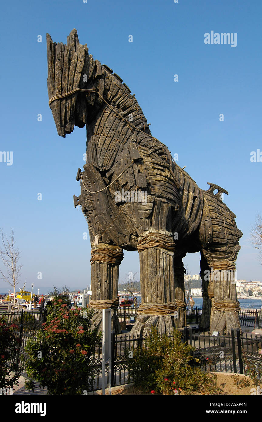 Canakkale Turquia Outubro 2016 Réplica Cavalo Tróia Madeira Cidade
