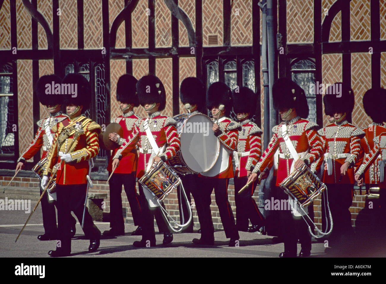 Castillo de Windsor; banda militar, Reino Unido, Inglaterra, Berkshire, Windsor Foto de stock