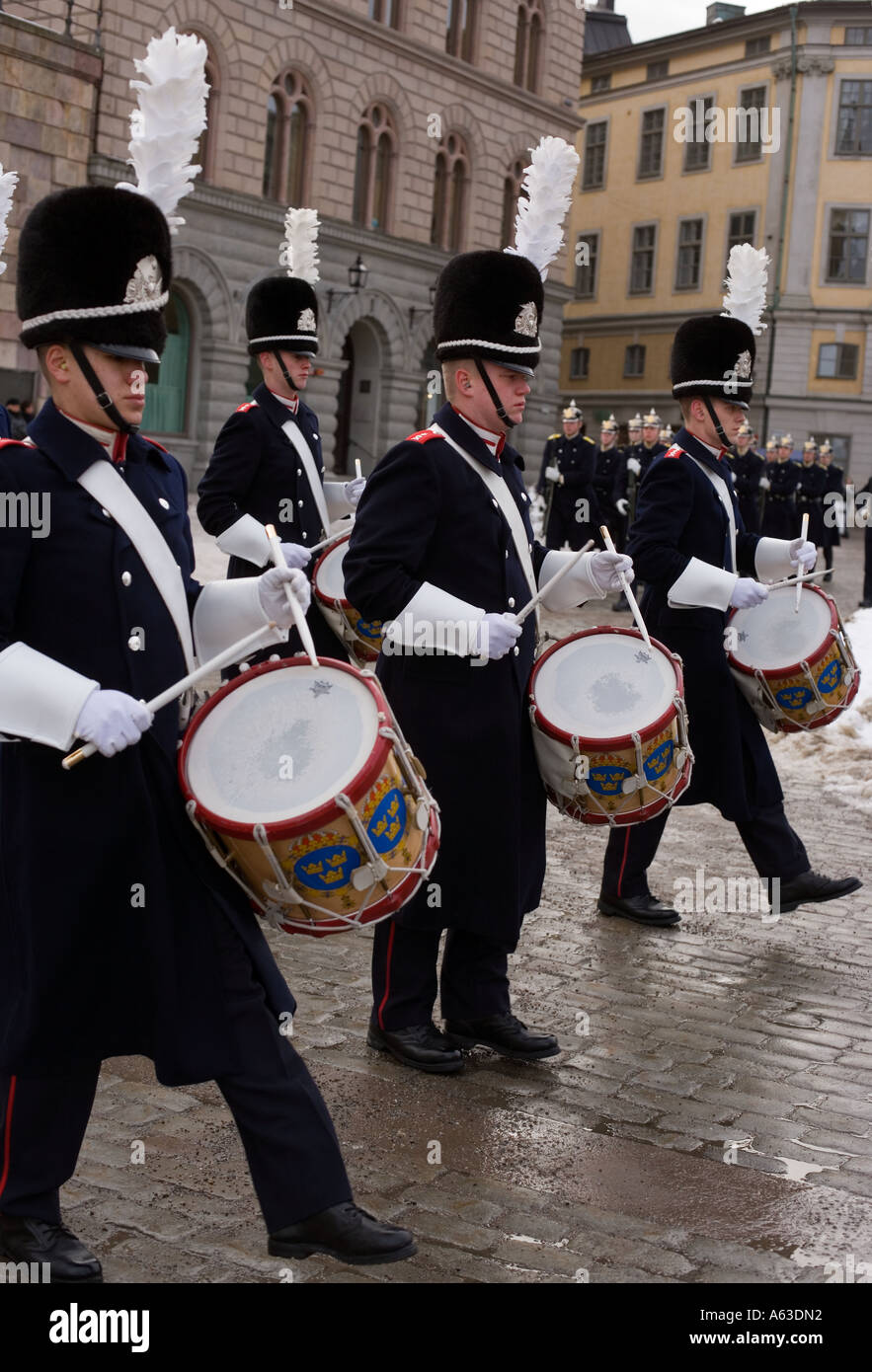 Banda militar en Estocolmo Foto de stock