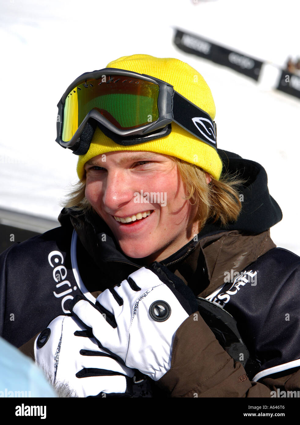 Janne Korpi, Snowboard-Weltcup-ganador, ganador de la Champs Open 2006 Suiza, Finlandia, Evento: Superfinal, Nescafé Champs Foto de stock