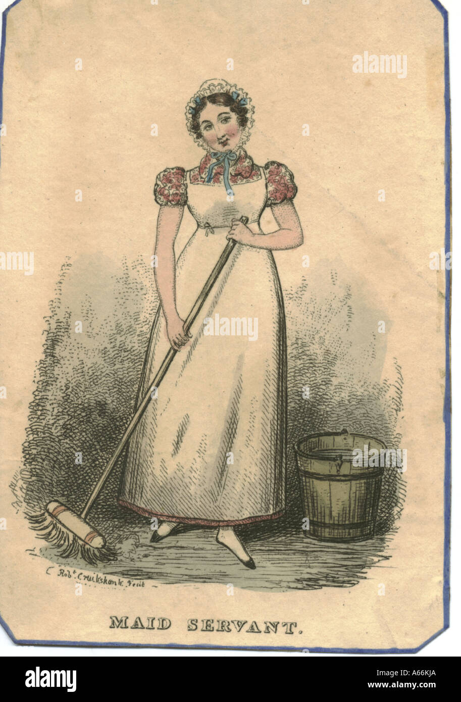 Maid siervo circa 1830 por Robert Cruikshank Foto de stock