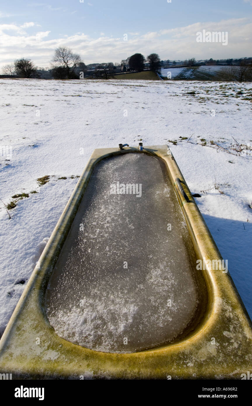 Bañera llena de hielo en el campo Fotografía de stock - Alamy