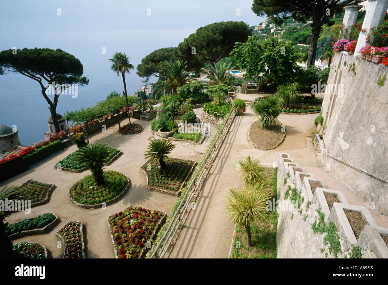 Ravello, Costa Amalfitana Italia jardines Villa Rufolo Foto de stock