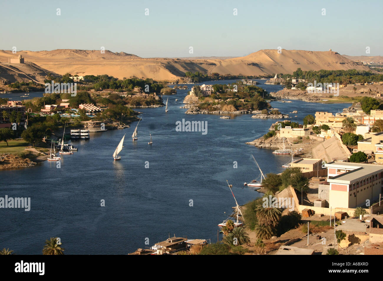 El Nilo en Aswan. Foto de stock