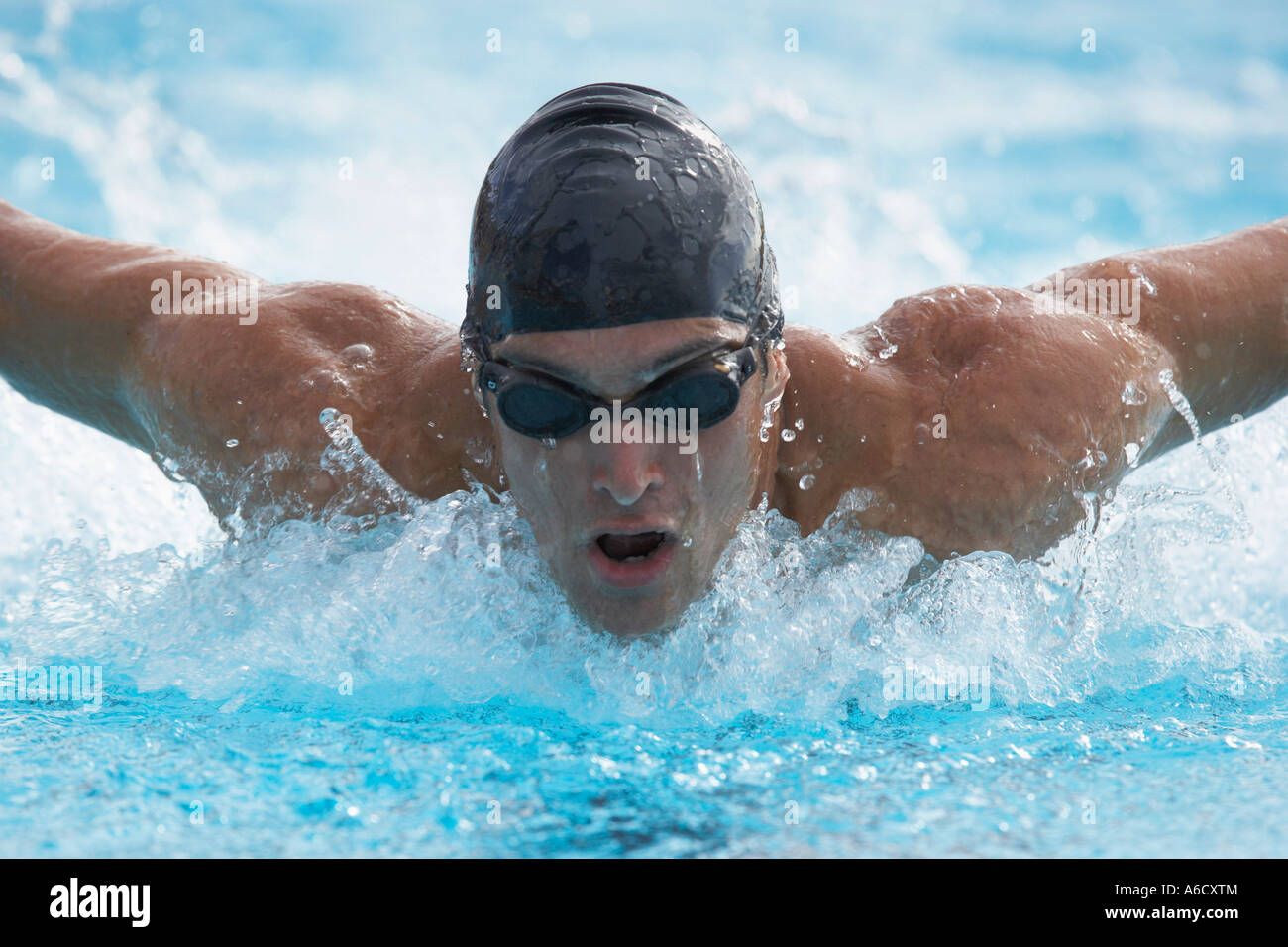 Natación Mariposa Movimiento Piscina Deporte Nadador Agua Hombre Fotos e  Imágenes de stock - Alamy