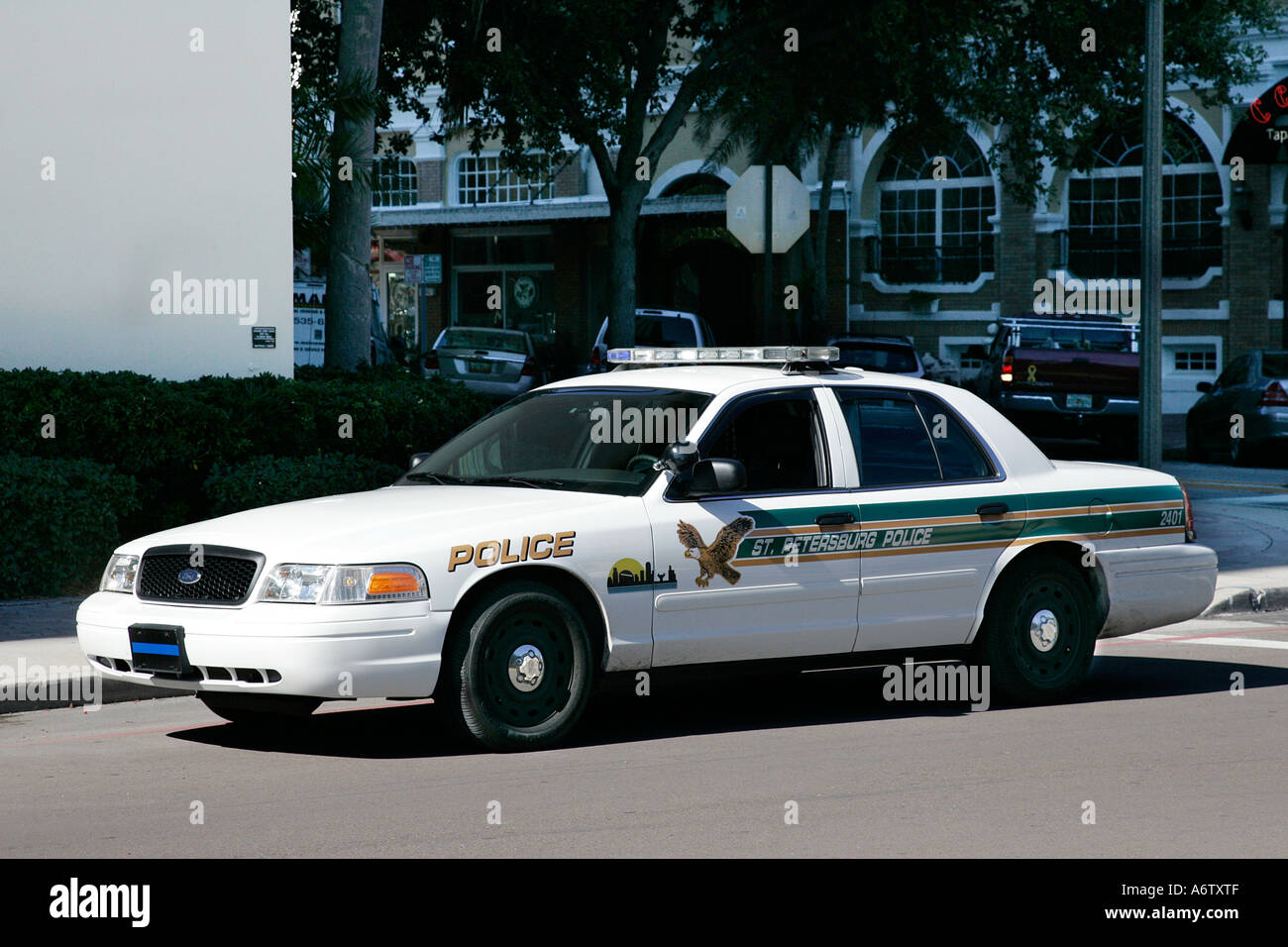 Policía check up driver Street alquiler de transporte de vehículos de carretera St Petersburg Florida sunshine skyway Tampa Bay en San Petersburgo Foto de stock
