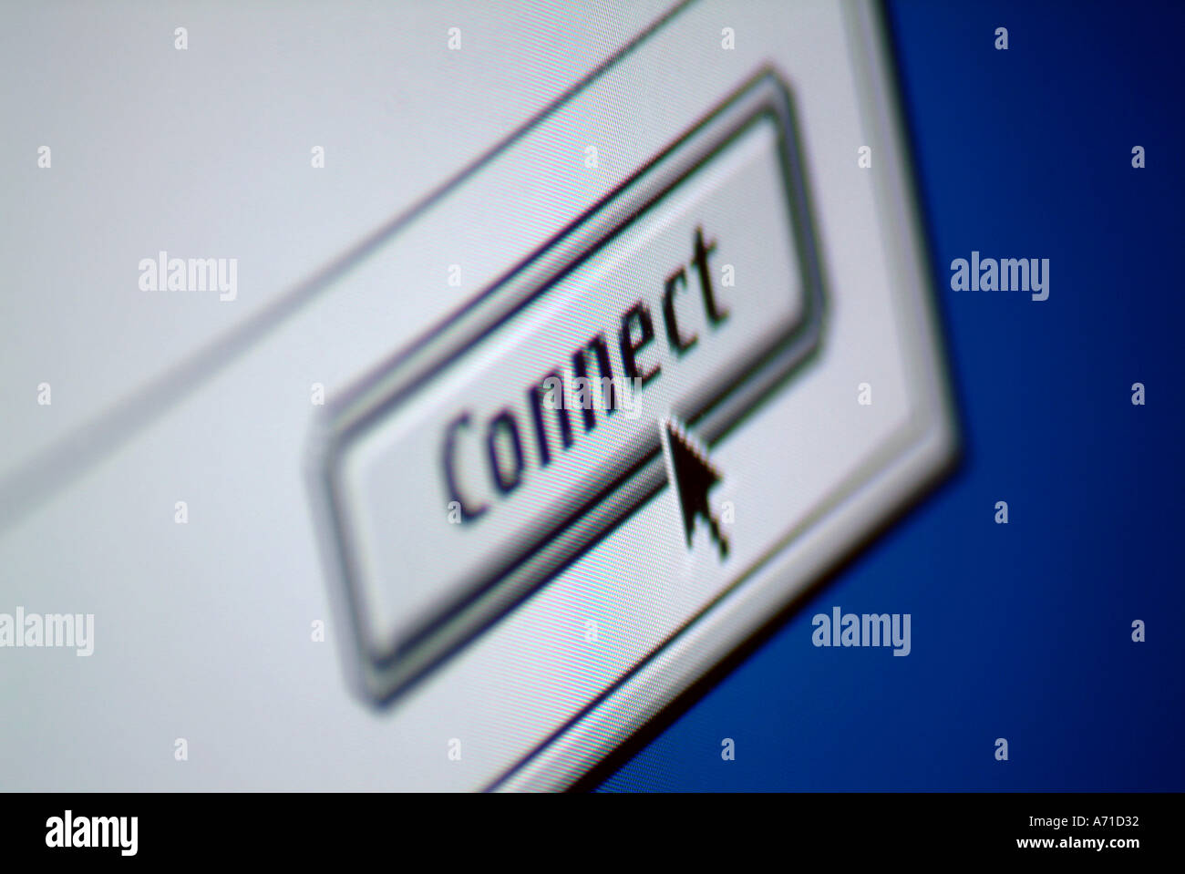 Botón conectar en una pantalla de ordenador Foto de stock