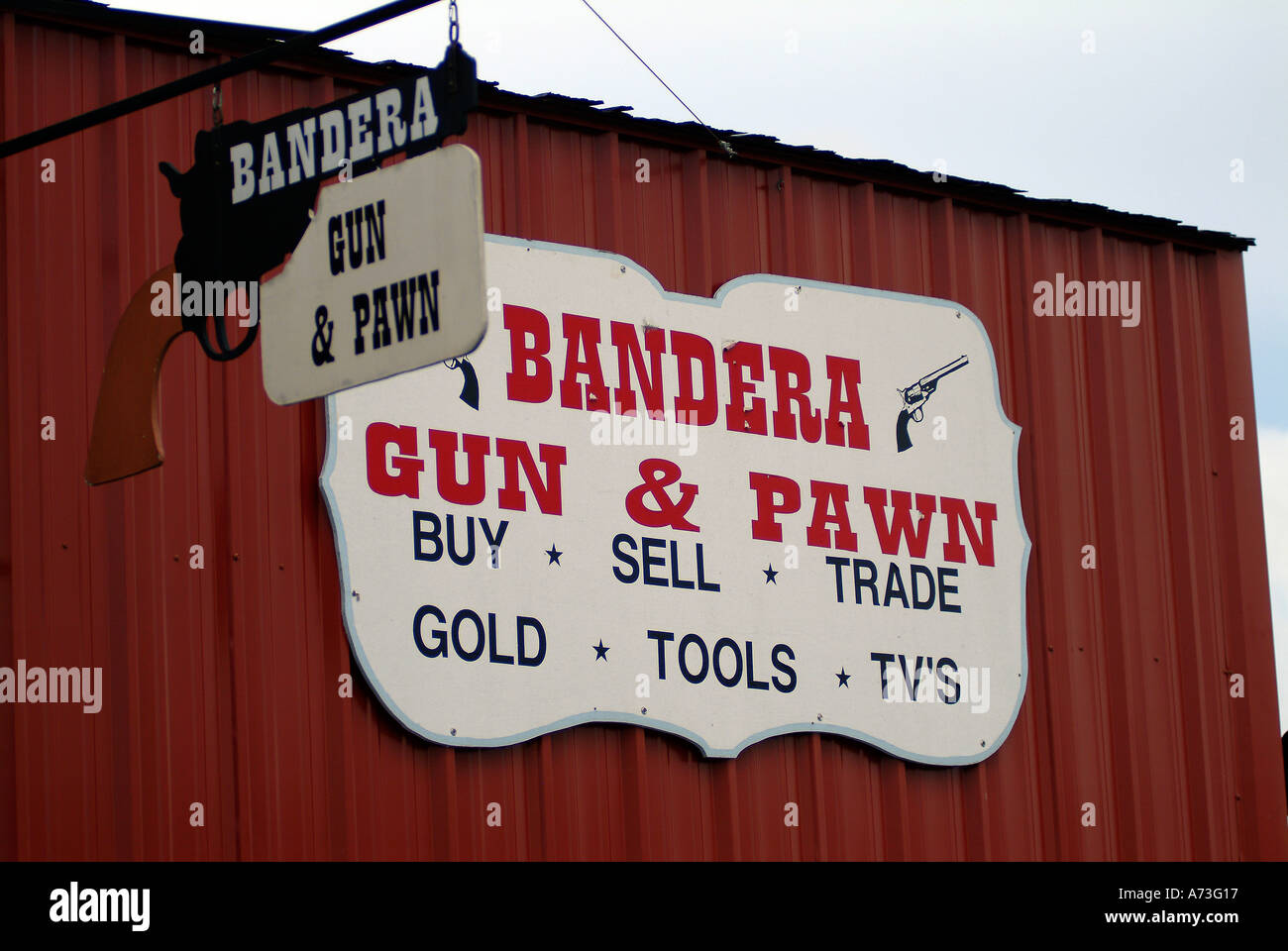Bandera de pistola y pawn shop Foto de stock