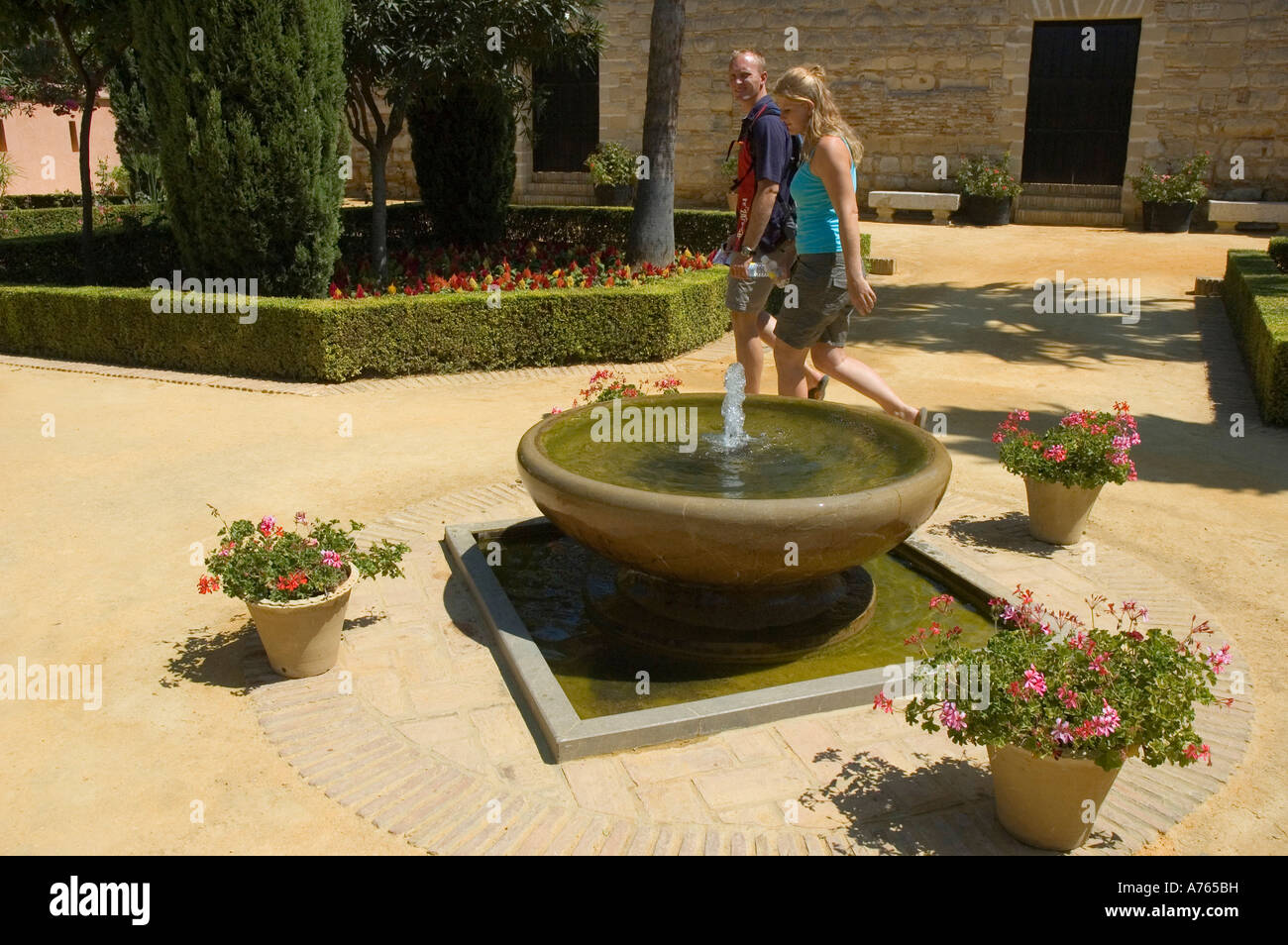 Jardines Alcazar Jerez de la Frontera, Cádiz Andalucía España comunidad autónoma Foto de stock