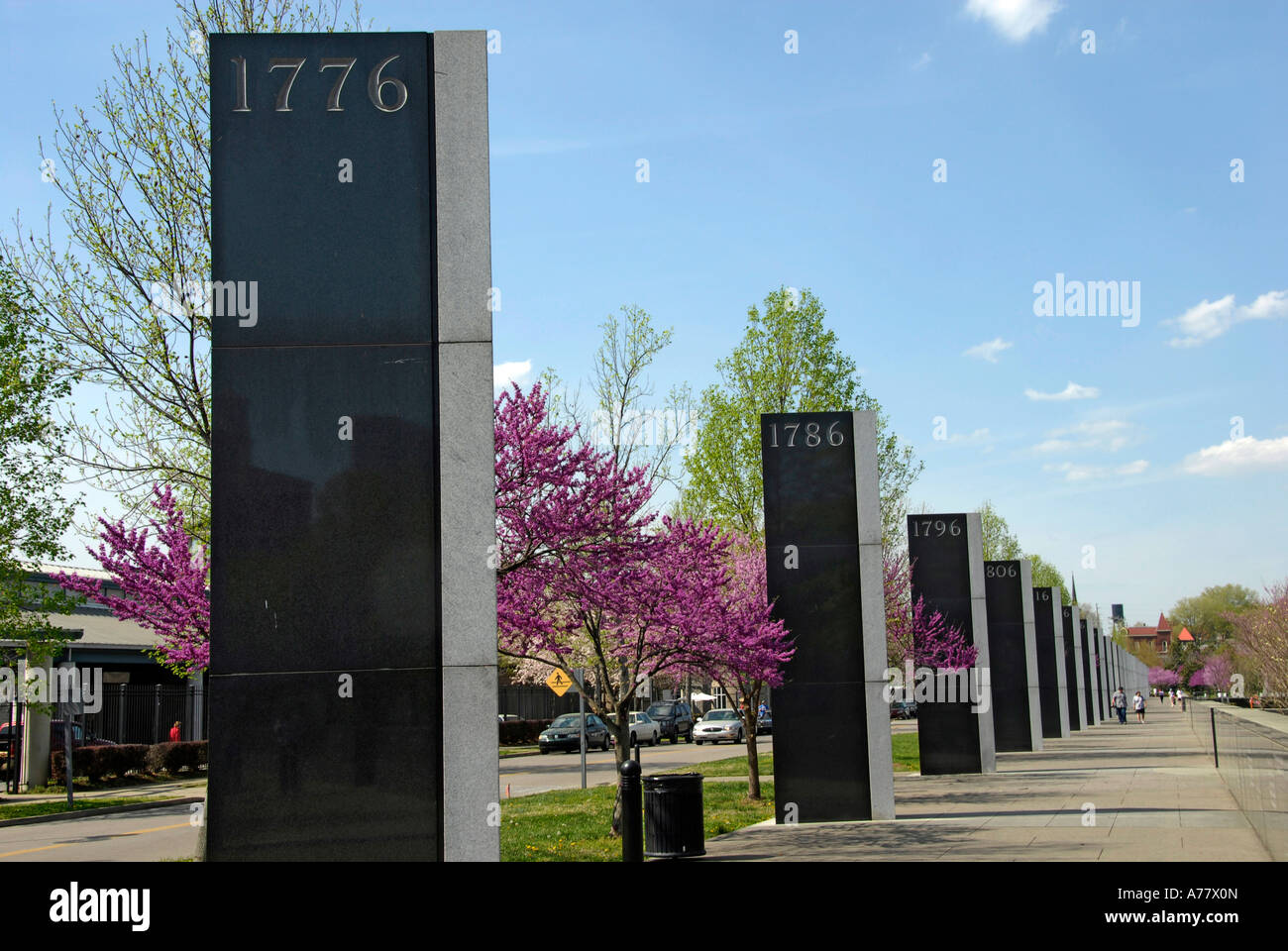 Cronología de granito de Tennessee y la historia de los Estados Unidos Tennessee State Capitol Mall Parque Bicentenario de Nashville, Tennessee, TN Foto de stock