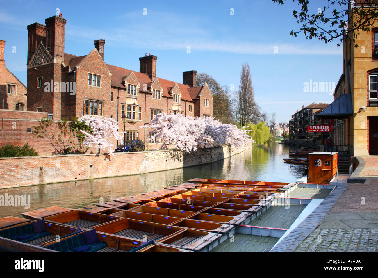 Zona de Quayside y el Magdalene College, Cambridge, Inglaterra. Foto de stock