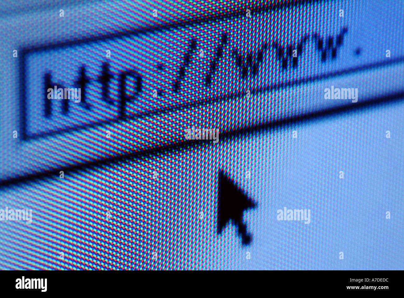 Www escrita en la barra de direcciones en la pantalla de un ordenador Foto de stock