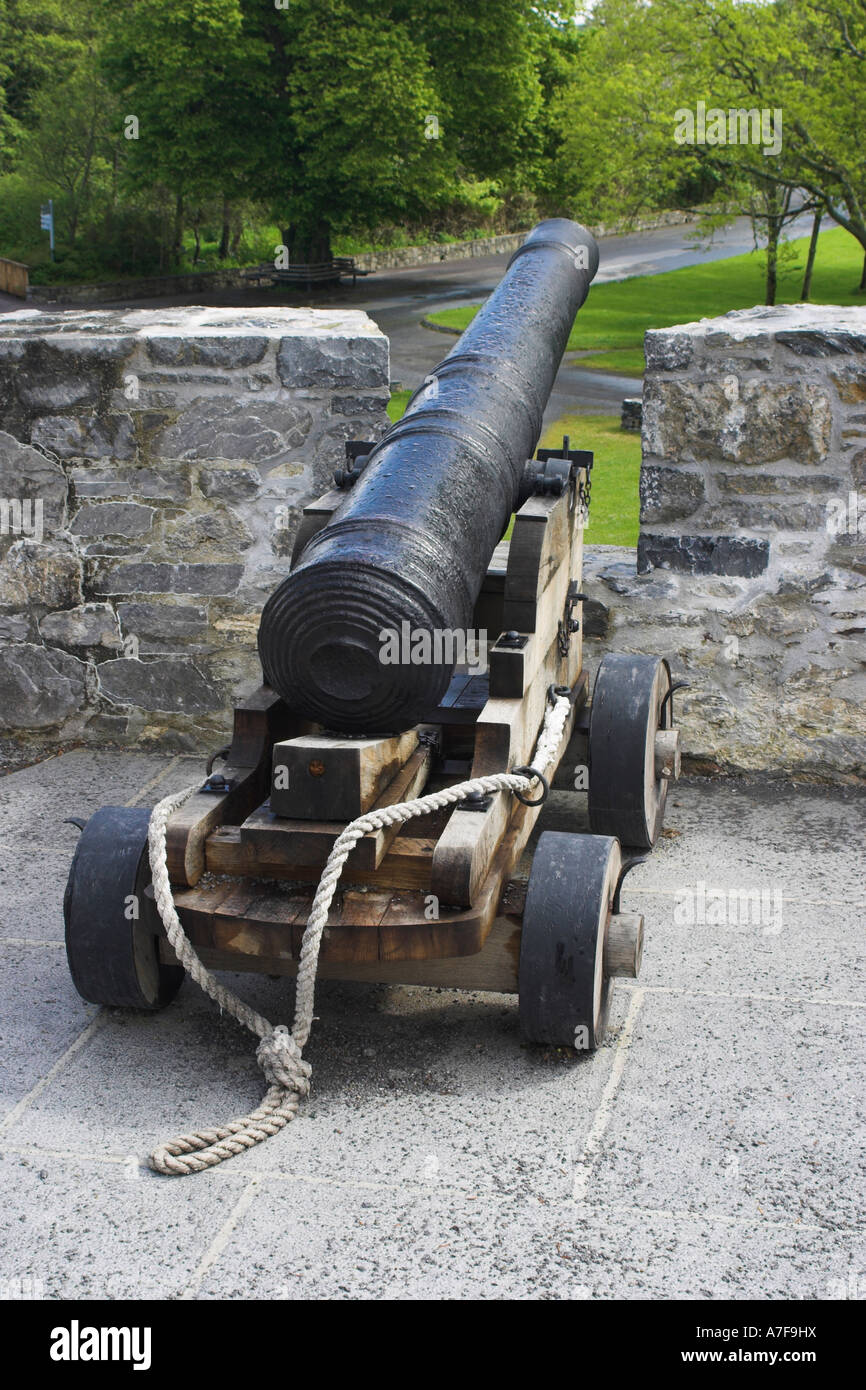 Un cañón en el castillo Ross Killarney, Kerry, Irlanda Co Foto de stock