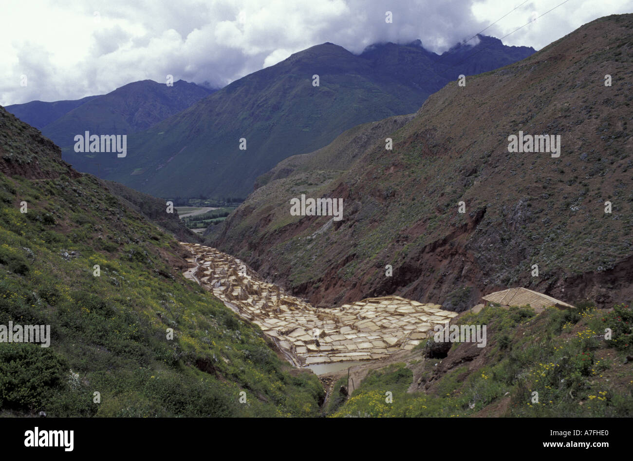 SA, el Perú, el Valle de Urubamba, Maras salinas de Maras, que datan de