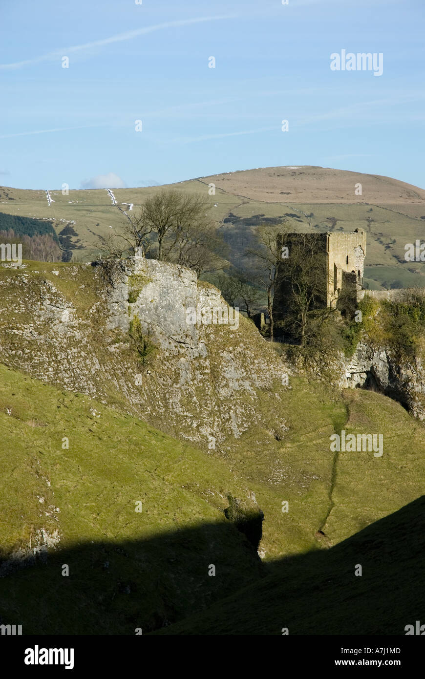 Castillo de Peveril Castleton Peak District de Derbyshire Reino Unido Foto de stock