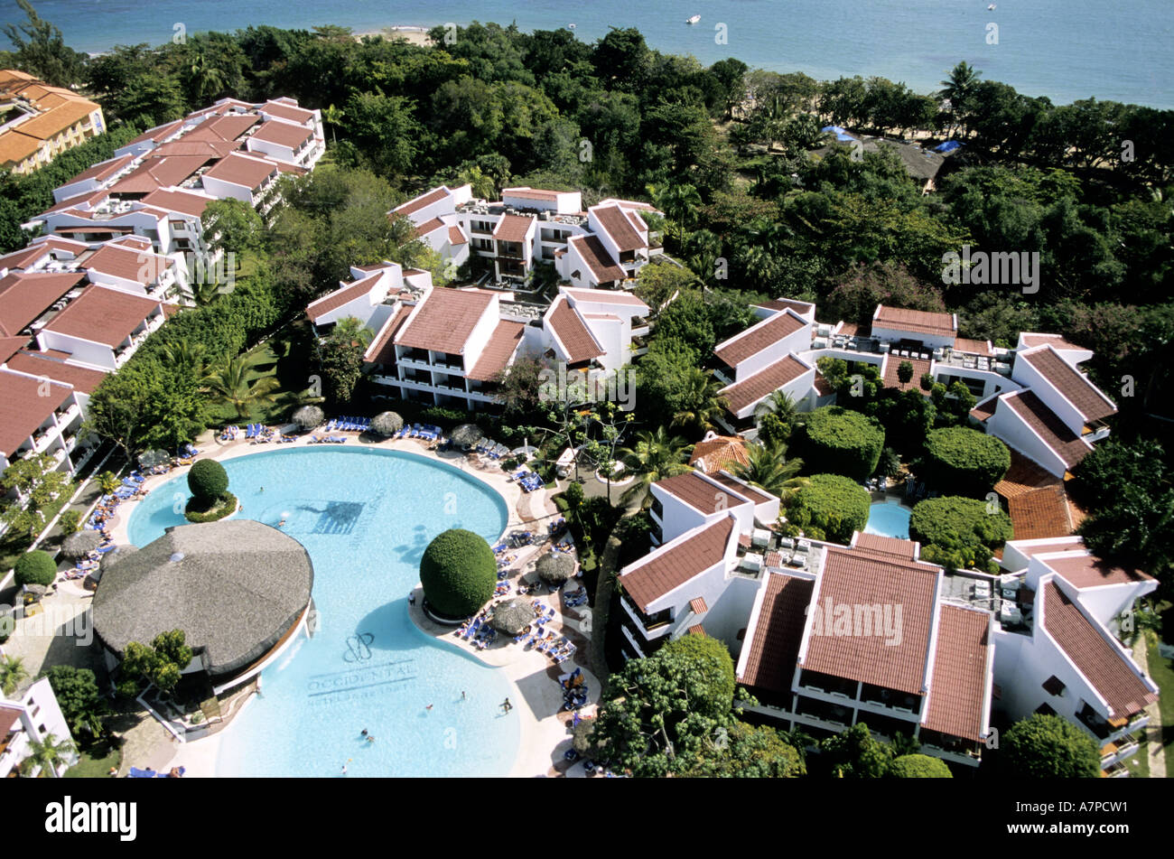 República Dominicana, Puerto Plata, Flamenco Puerto Plata Hotel en Playa  Dorada (vista aérea Fotografía de stock - Alamy