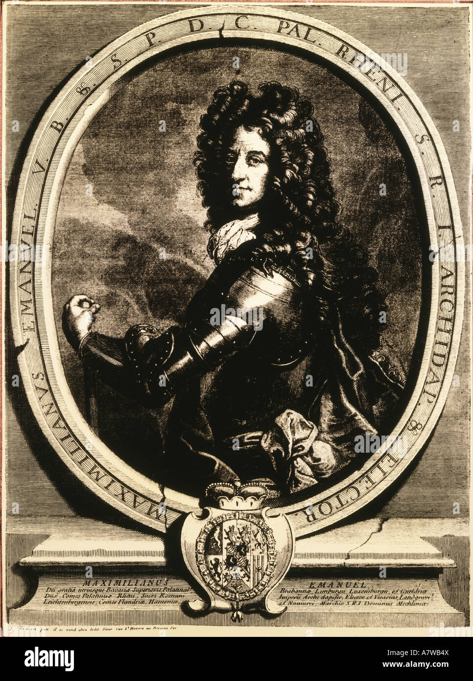 Maximiliano II Emanuel , 11.7.1662 - 26.2.1726, príncipe elector de Baviera 26.5.1679 - 26.2.1726, de longitud media, grabado francés, circa 1691, colección privada, , Artist's Copyright no ha de ser borrado Foto de stock