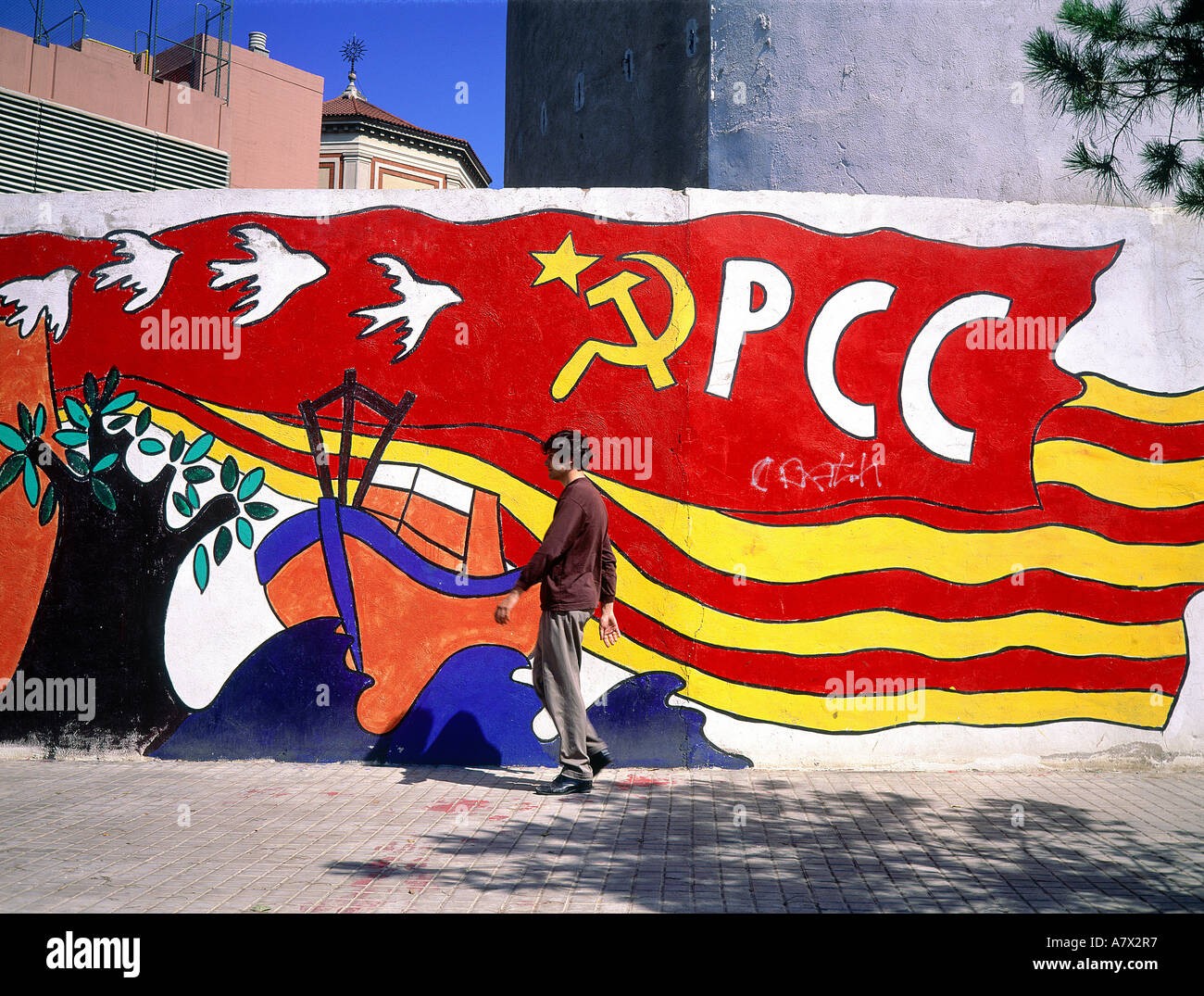 España, Cataluña, Barcelona, Cataluña, Partido Comunista Foto de stock