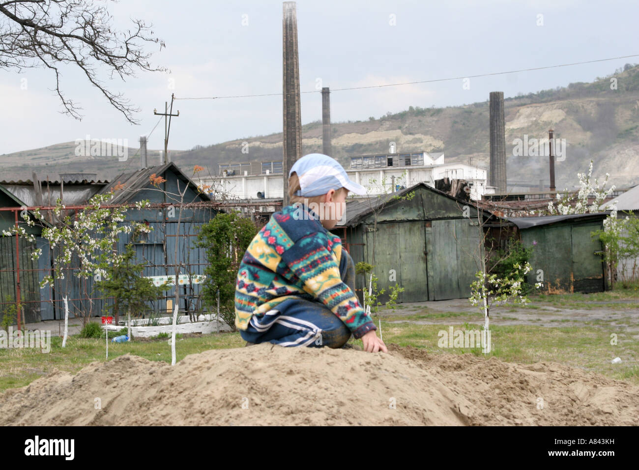Copsa Mica es la ciudad más contaminada de Europa en abril de 2007 Rumania Foto de stock