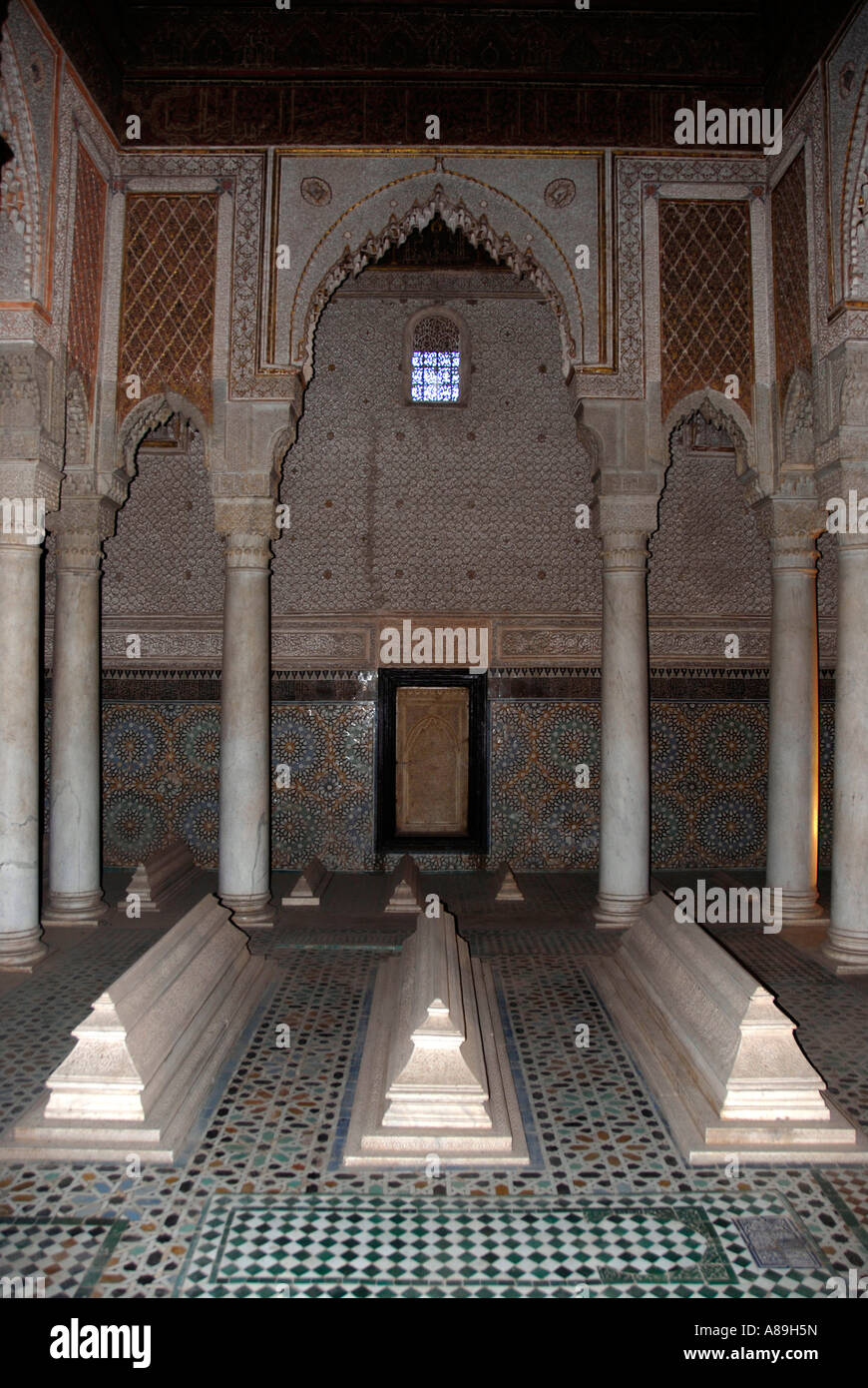Arquitectura Oriental Saadien tumbas Marrakech Marruecos Foto de stock