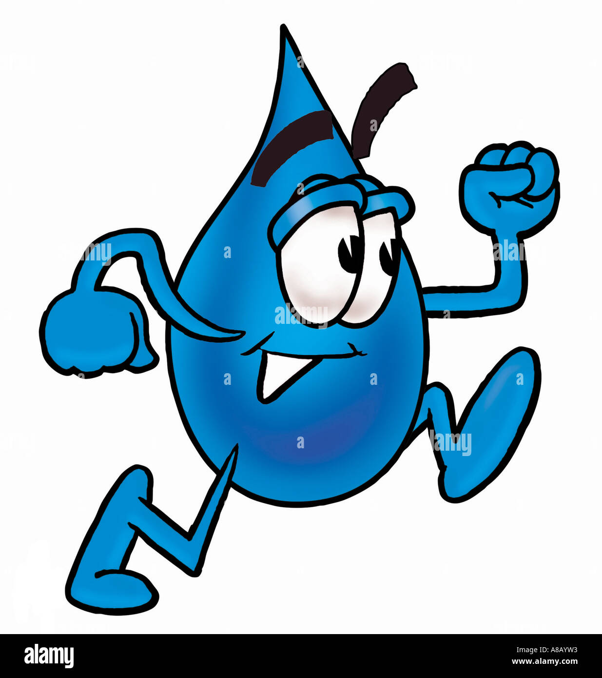 Personaje de dibujos animados de la gota de agua corriendo Fotografía de  stock - Alamy